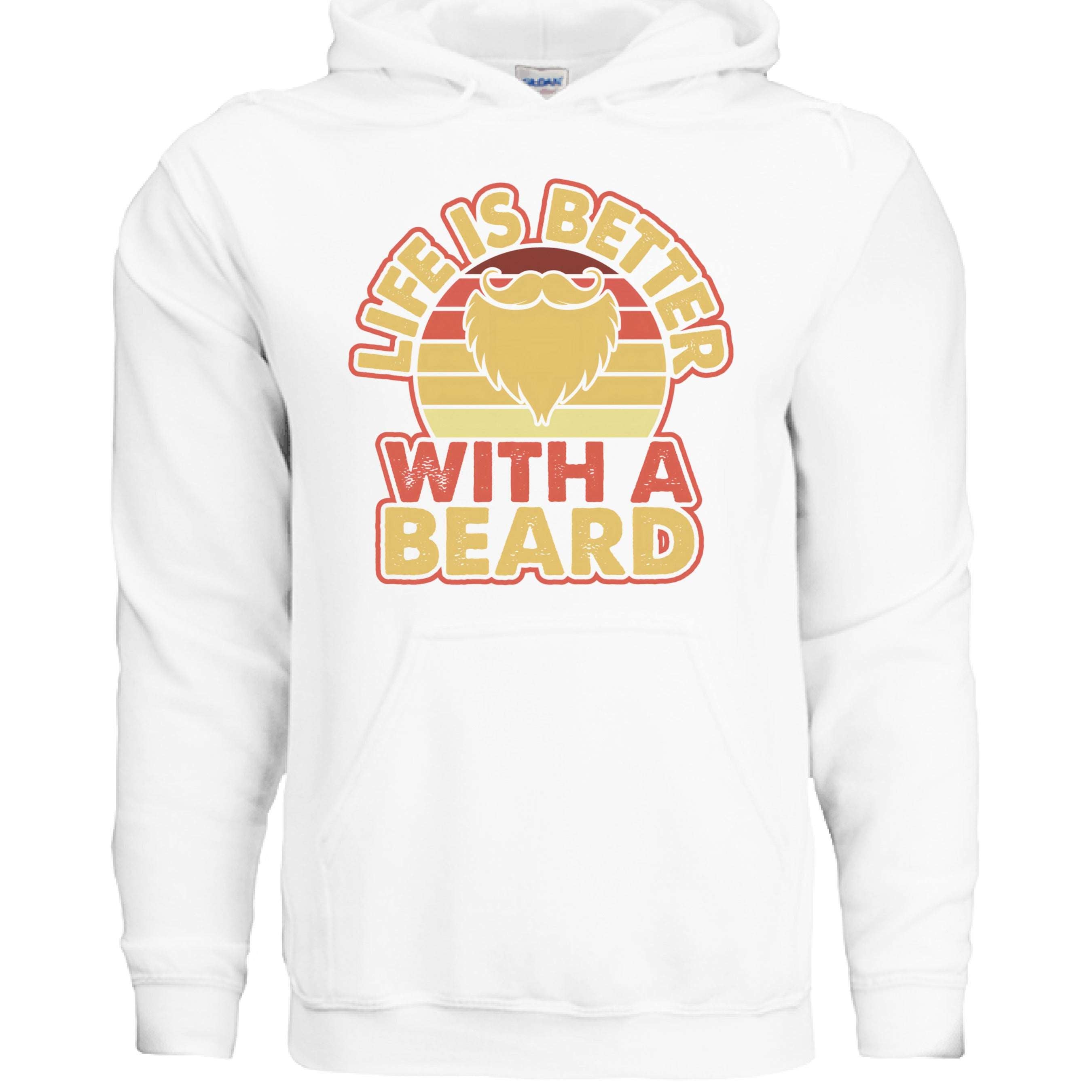 Life is Better with a Beard Vintage Hoodie For Beard Guys WHITE - FRONT