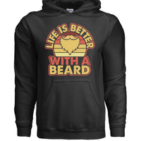 Life is Better with a Beard Vintage Hoodie For Beard Guys BLACK - FRONT
