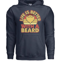 Life is Better with a Beard Vintage Hoodie For Beard Guys NAVY - FRONT