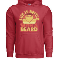 Life is Better with a Beard Vintage Hoodie For Beard Guys RED - FRONT
