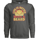 Life is Better with a Beard Vintage Hoodie For Beard Guys CHARCOAL - FRONT