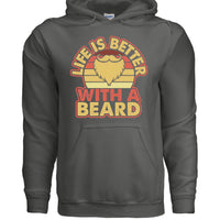 Life is Better with a Beard Vintage Hoodie For Beard Guys CHARCOAL - FRONT