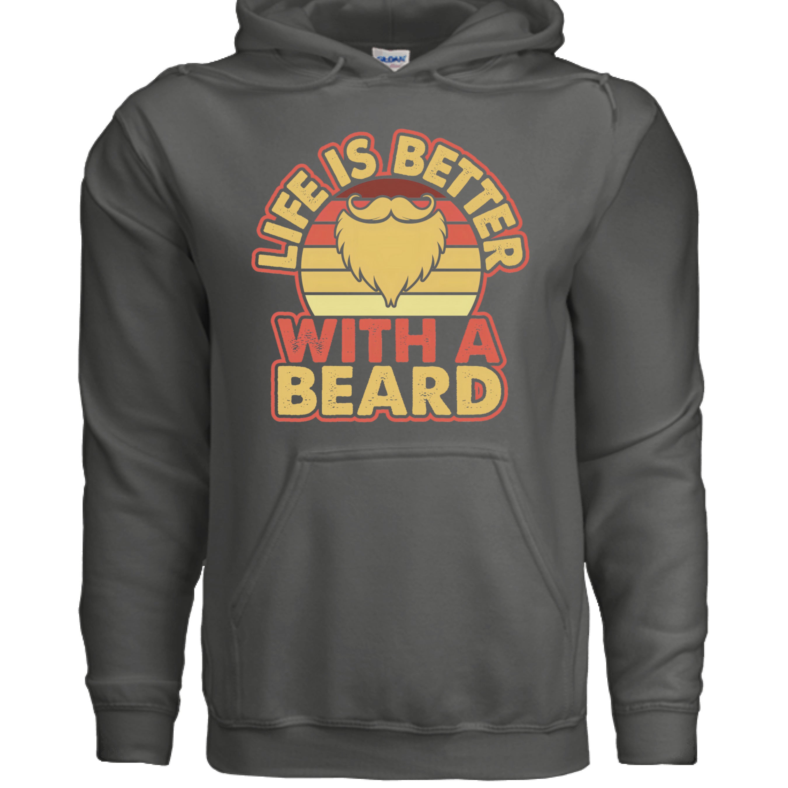 Life is Better with a Beard Vintage Hoodie For Beard Guys CHARCOAL - FRONT