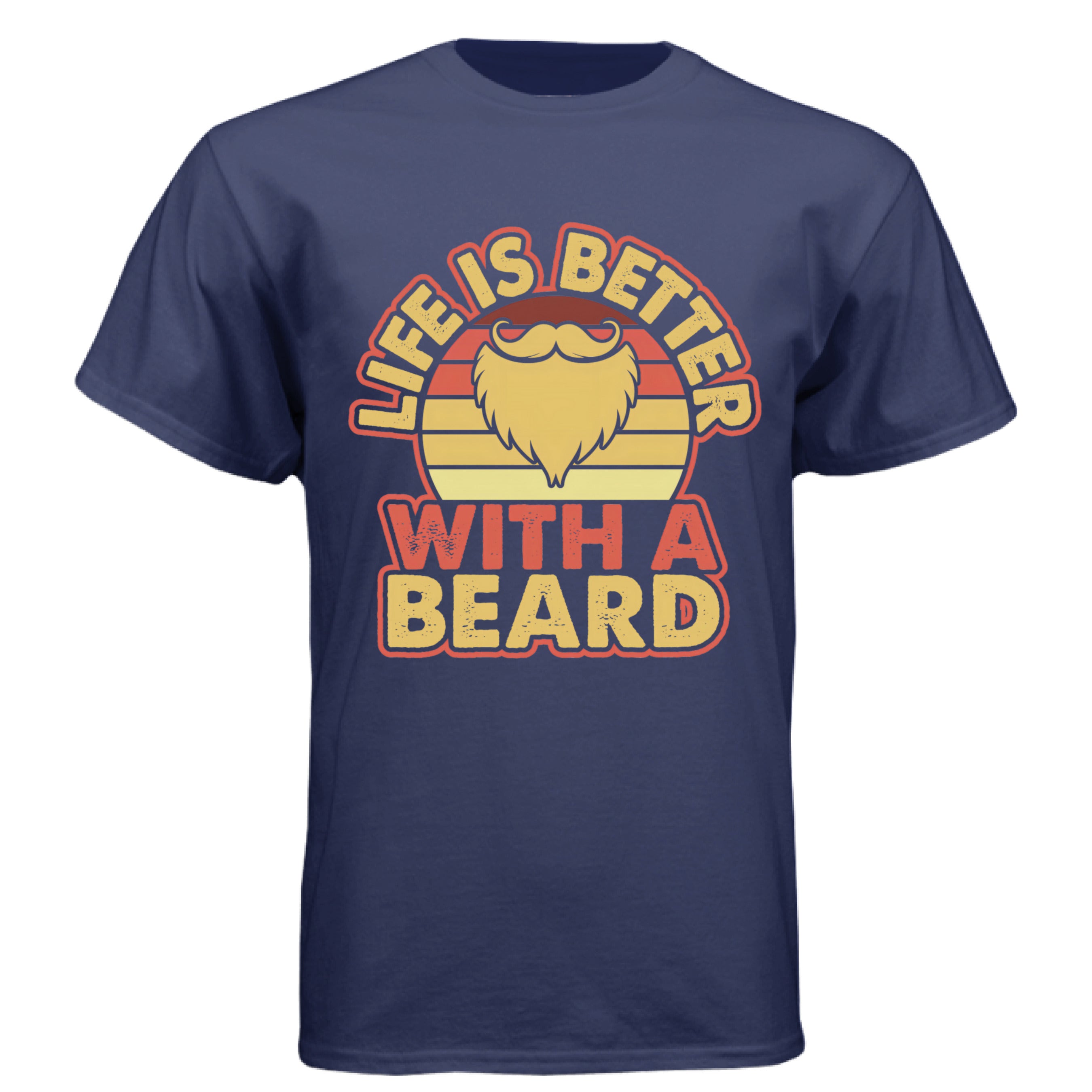 Life is Better with a Beard Vintage Style Quote NAVY - FRONT