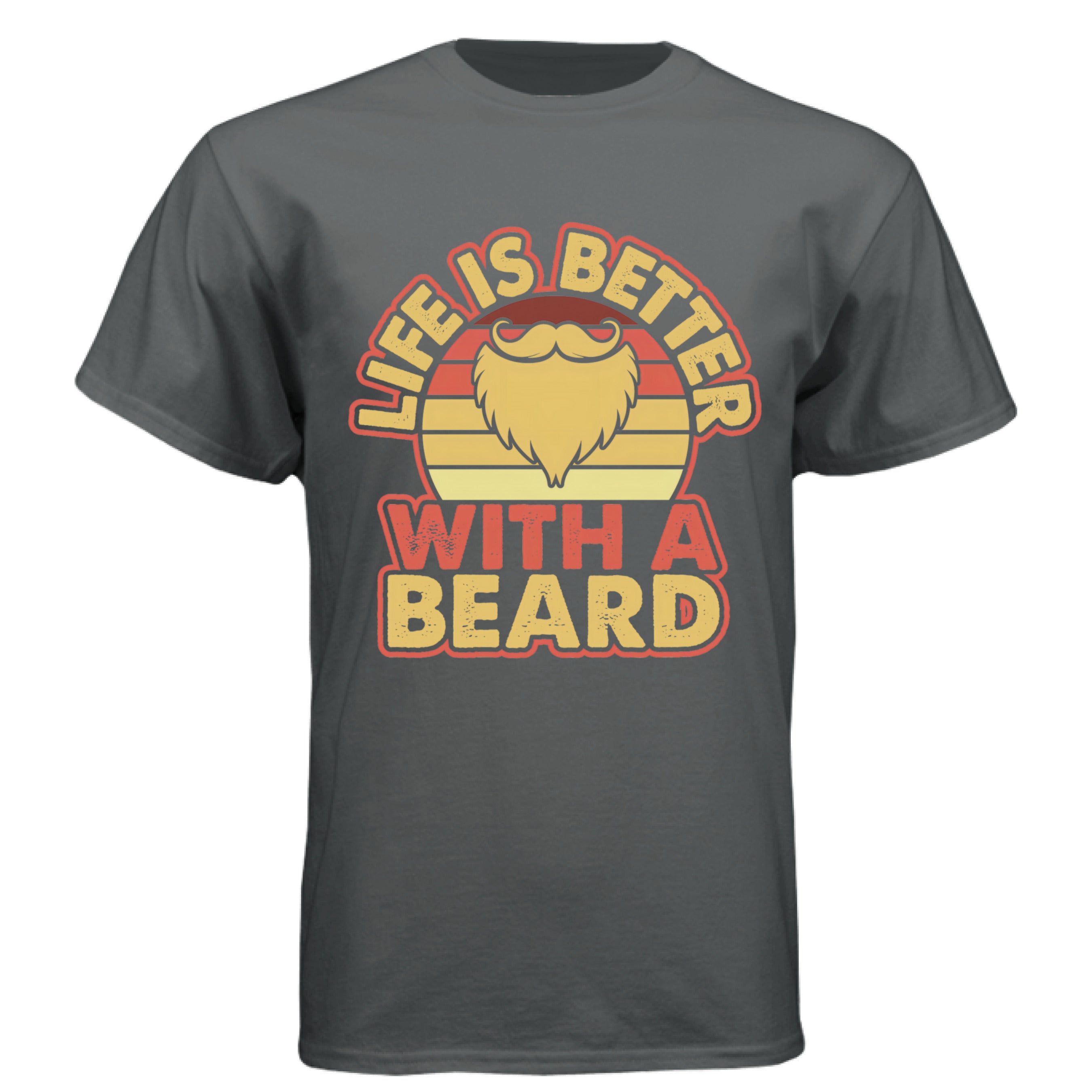 Life is Better with a Beard Vintage Style Quote CHARCOAL HEATHER - FRONT