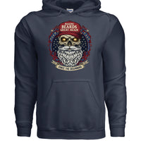 Making Beards Great Again Hoodies Bearded Skull Hoodie Patriotic Flair NAVY - FRONT