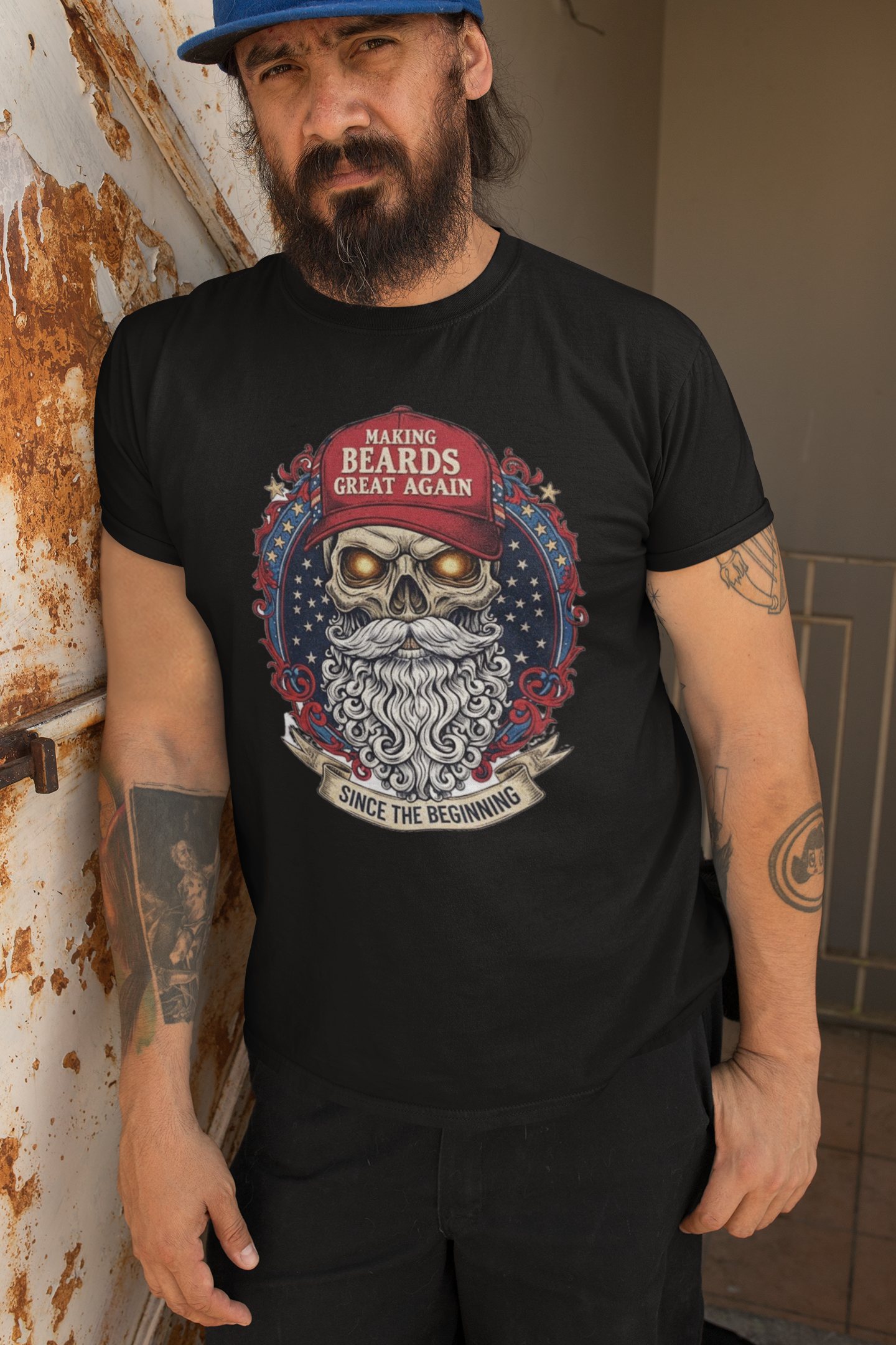 Making Beards Great Again T Shirt Bearded Skull Shirt Patriotic Flair