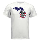Michigan Bearded Skull Tee – Great Lakes Beard Pride WHITE - FRONT