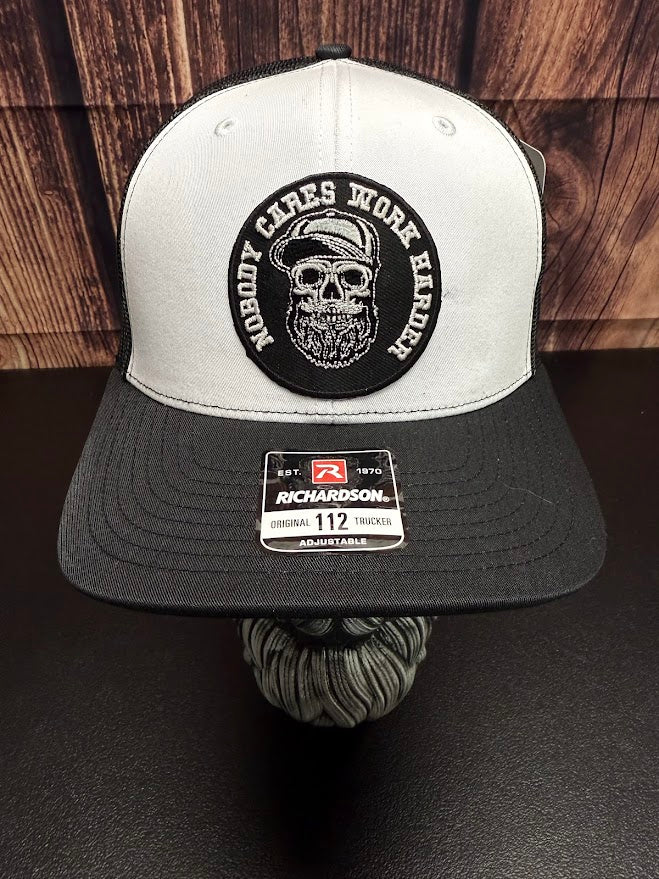 Nobody Cares Work Harder Beard Skull Richardson Trucker Hat
