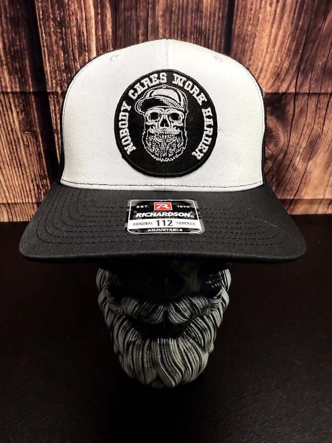 Nobody Cares Work Harder Beard Skull Richardson Trucker Hat