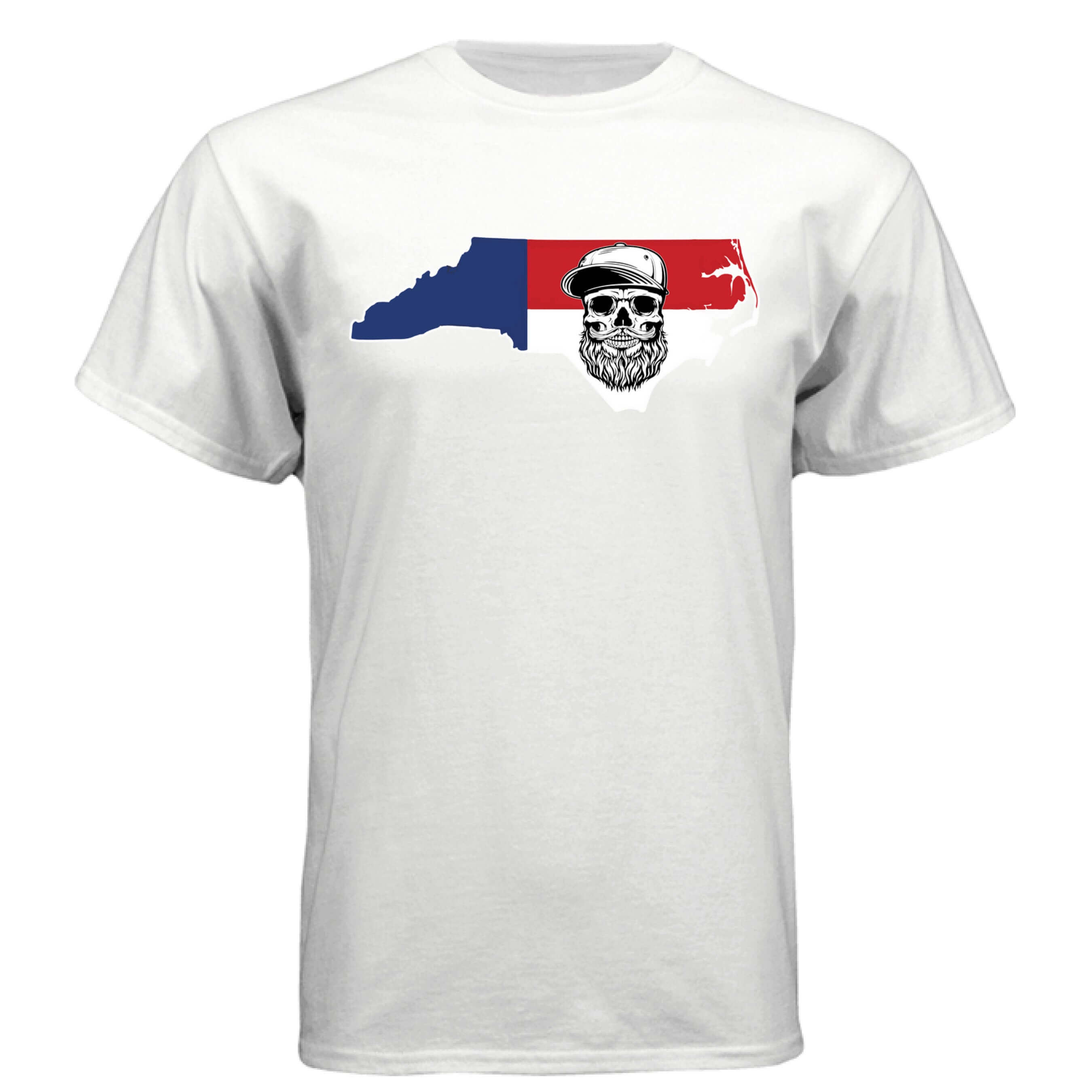 North Carolina Bearded Skull Tee – Bold Style for the Bearded Tar Heel WHITE - FRONT