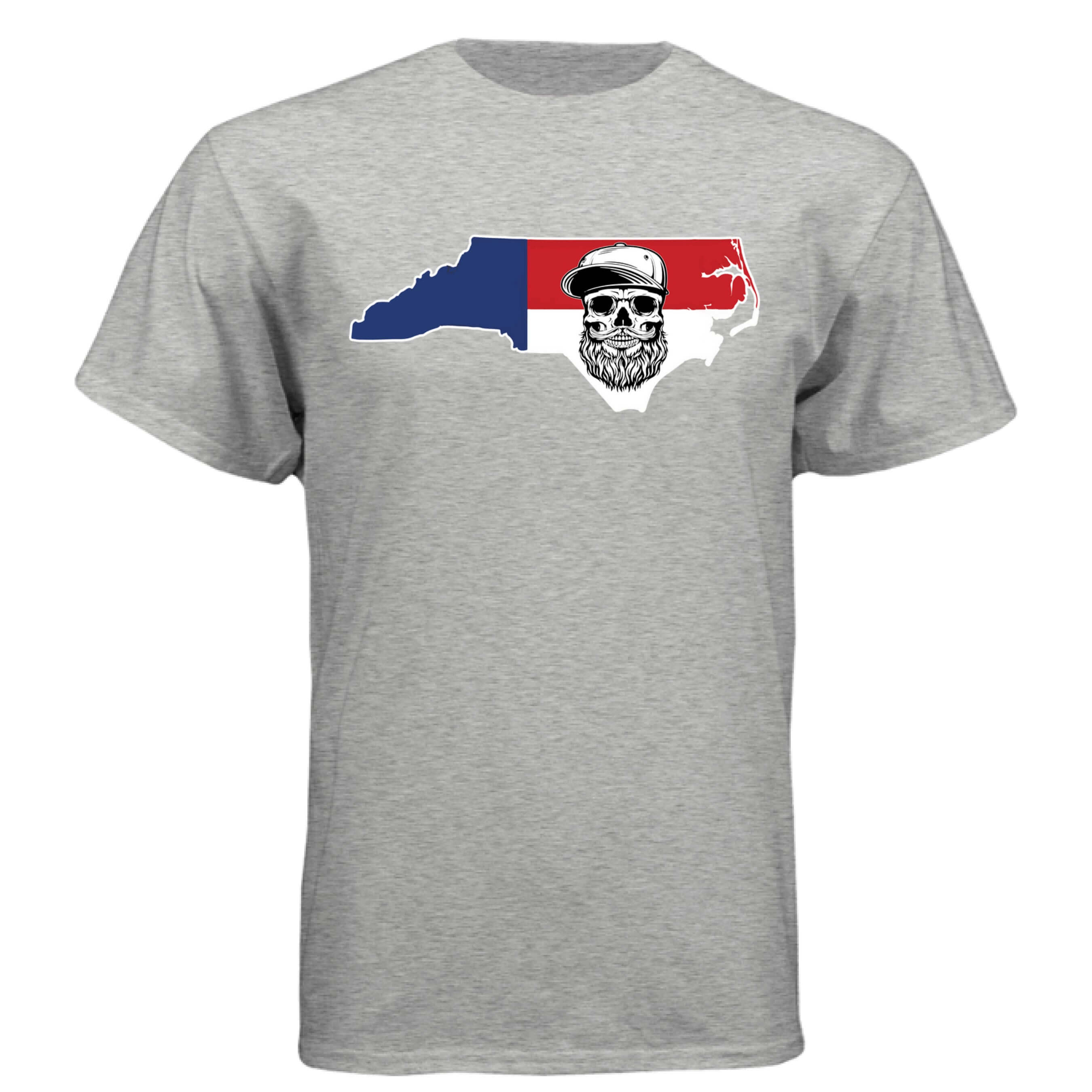 North Carolina Bearded Skull Tee – Bold Style for the Bearded Tar Heel LIGHT STEEL - FRONT