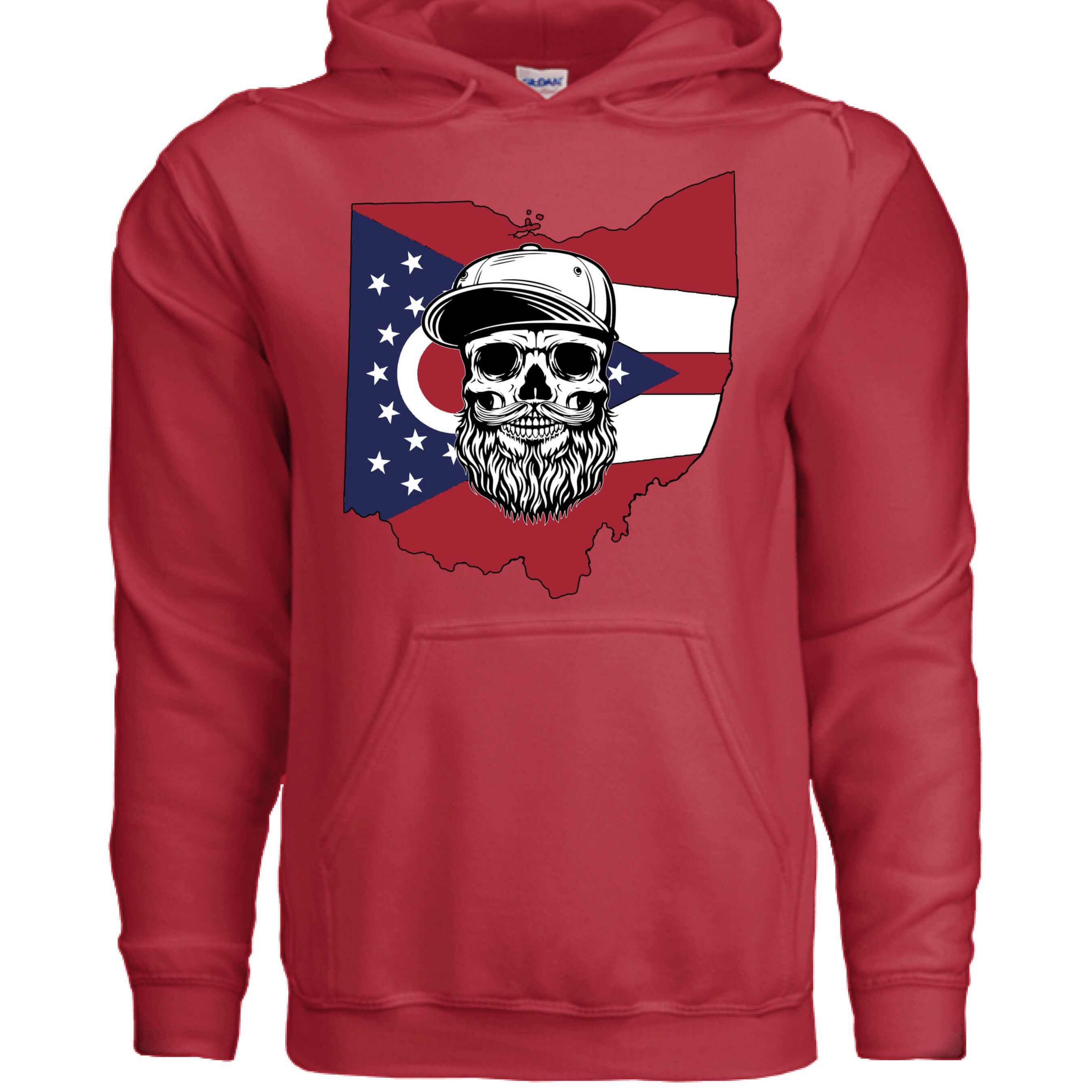 Ohio Beard Pride Hoodie RED - FRONT
