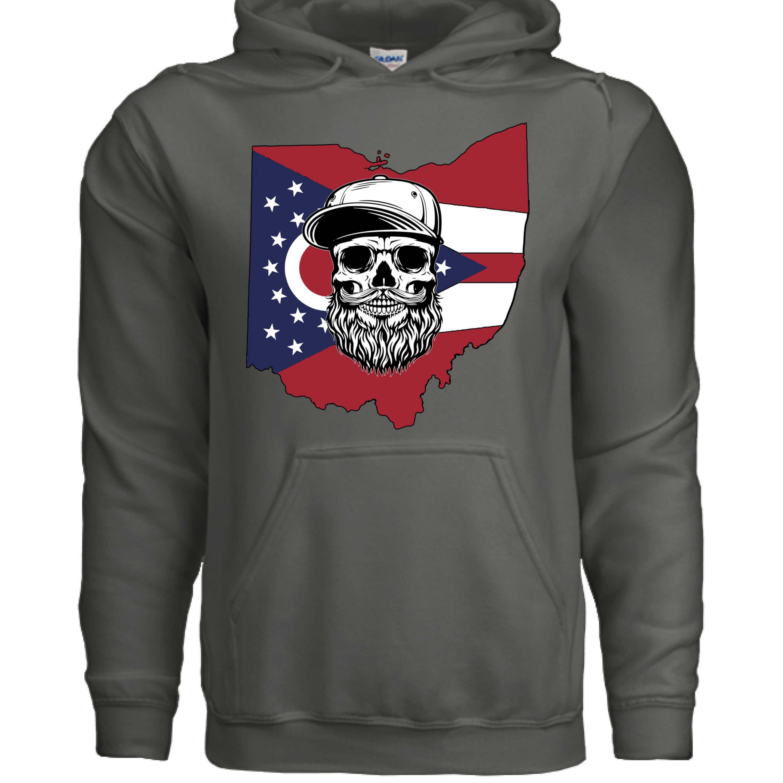 Ohio Beard Pride Hoodie CHARCOAL - FRONT