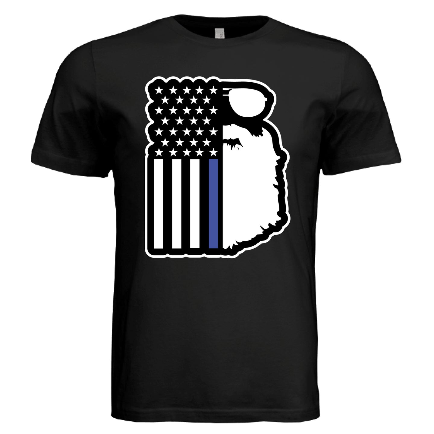 Beard and Flag With Blue Stripe For Bearded Police Officers T Shirt