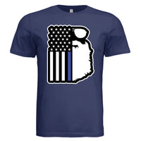 Patriotic Beard and Flag Tee Shirt Design Bearded Symbol of Strength and Unity NAVY - FRONT