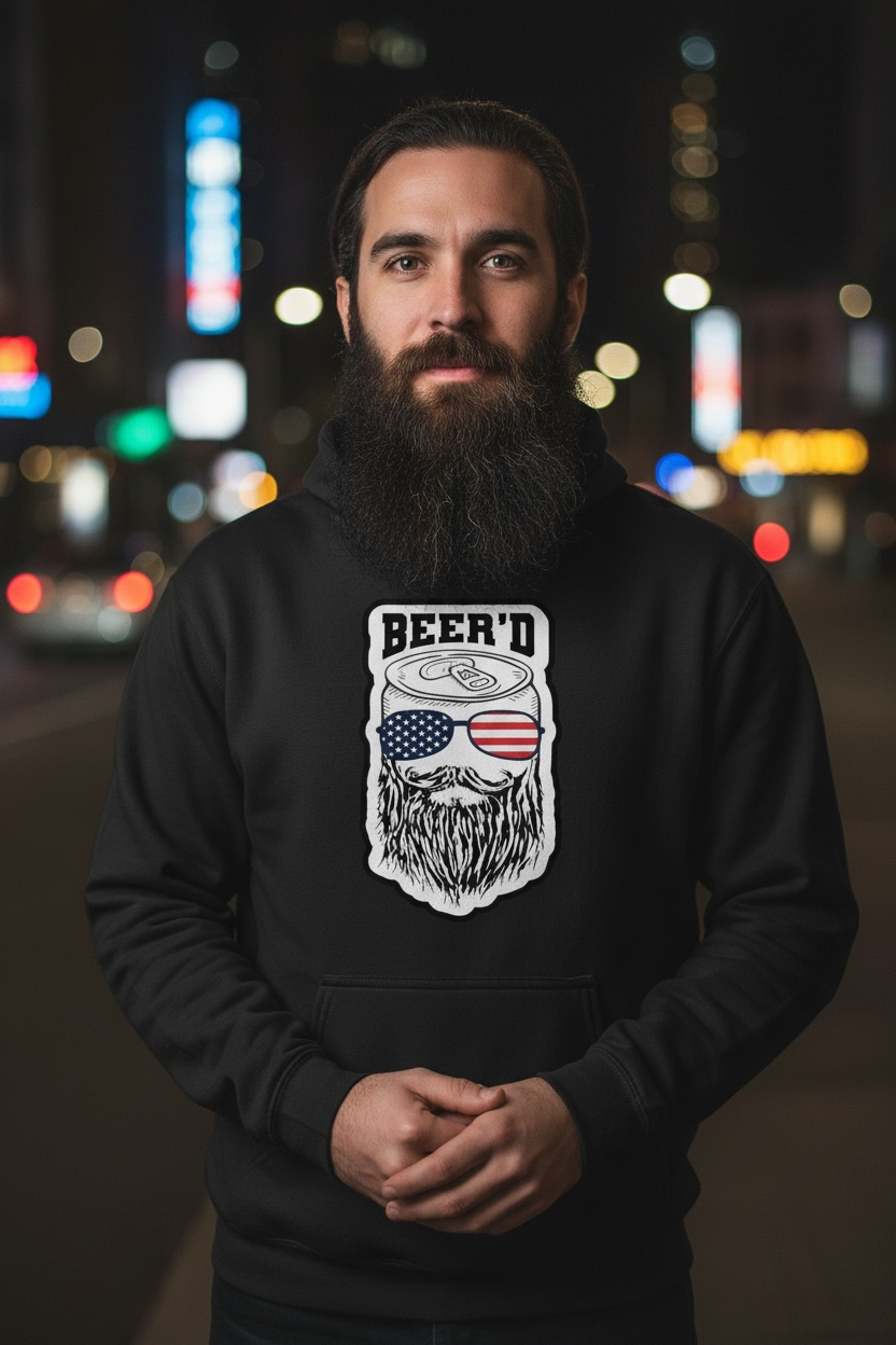 Patriotic Beer’d Bearded Beer Hoodie