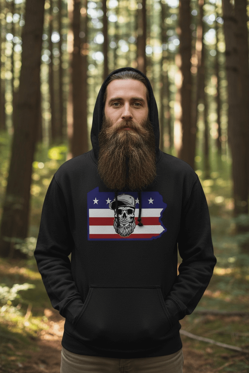 Pennsylvania Bearded Skull Hoodie Keystone State Beard Pride