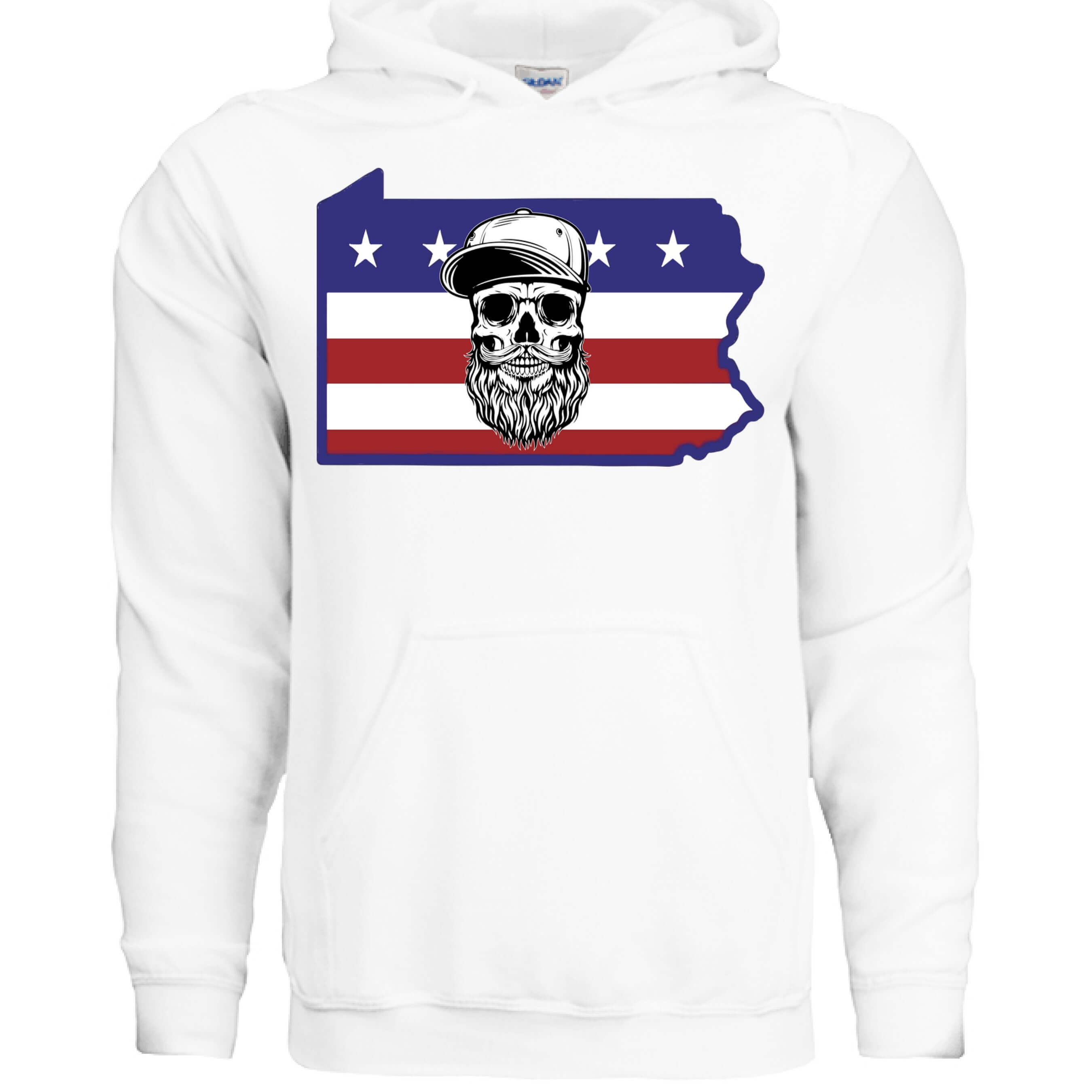 Pennsylvania Bearded Skull Hoodie Keystone State Beard Pride WHITE - FRONT