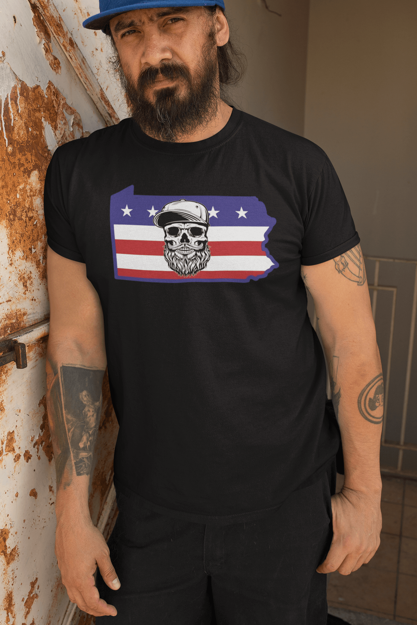 Pennsylvania Bearded Skull Tee – Keystone State Beard Pride