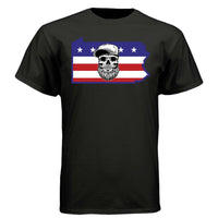 Pennsylvania Bearded Skull Tee – Keystone State Beard Pride BLACK - FRONT