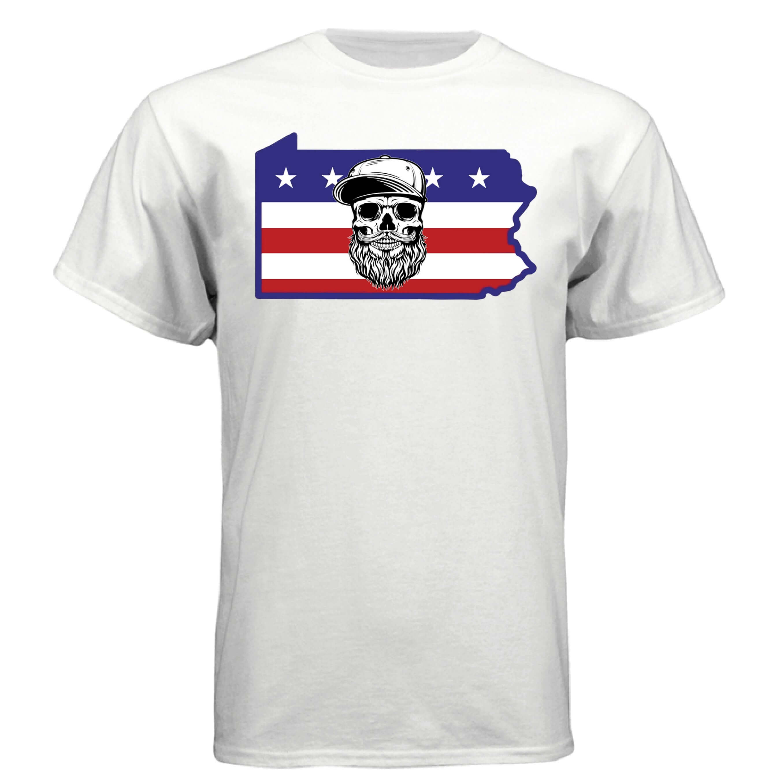 Pennsylvania Bearded Skull Tee – Keystone State Beard Pride WHITE - FRONT
