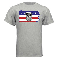 Pennsylvania Bearded Skull Tee – Keystone State Beard Pride LIGHT STEEL - FRONT