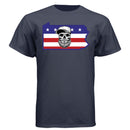 Pennsylvania Bearded Skull Tee – Keystone State Beard Pride Athletic Navy - FRONT