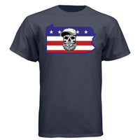 Pennsylvania Bearded Skull Tee – Keystone State Beard Pride Athletic Navy - FRONT