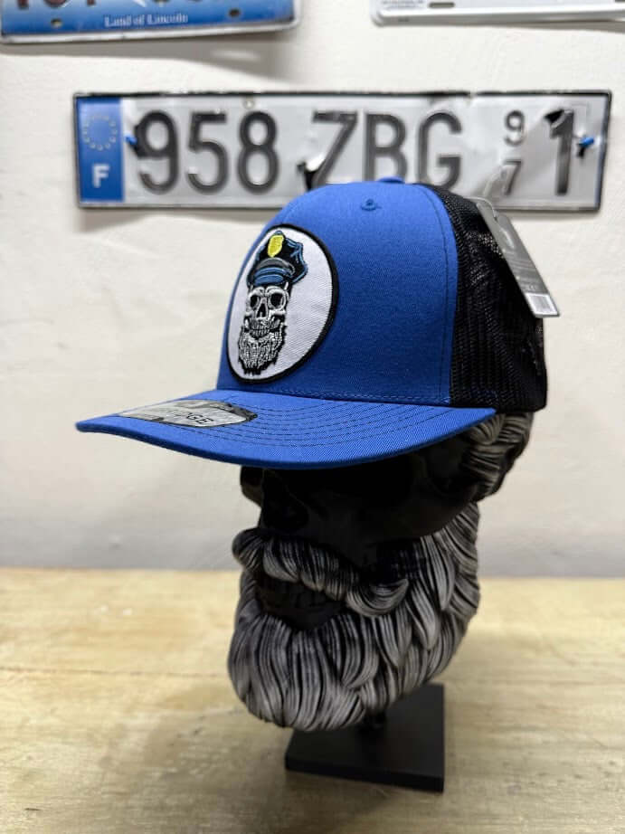 Police Cap for Bearded Men Beard Skull Police Officer Cap side