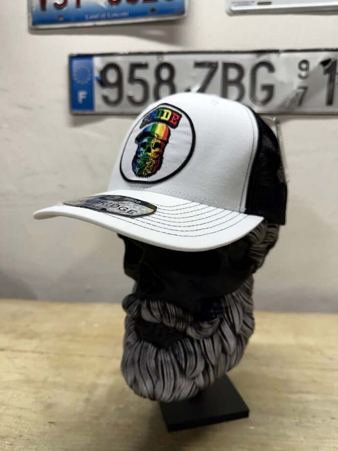Pride Bearded Skull Guy On A Trucker Hat Side