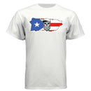 Puerto Rico Bearded Skull Tee – Island Pride, Bearded Power WHITE - FRONT