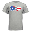 Puerto Rico Bearded Skull Tee – Island Pride, Bearded Power LIGHT STEEL - FRONT