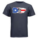 Puerto Rico Bearded Skull Tee – Island Pride, Bearded Power Athletic Navy - FRONT