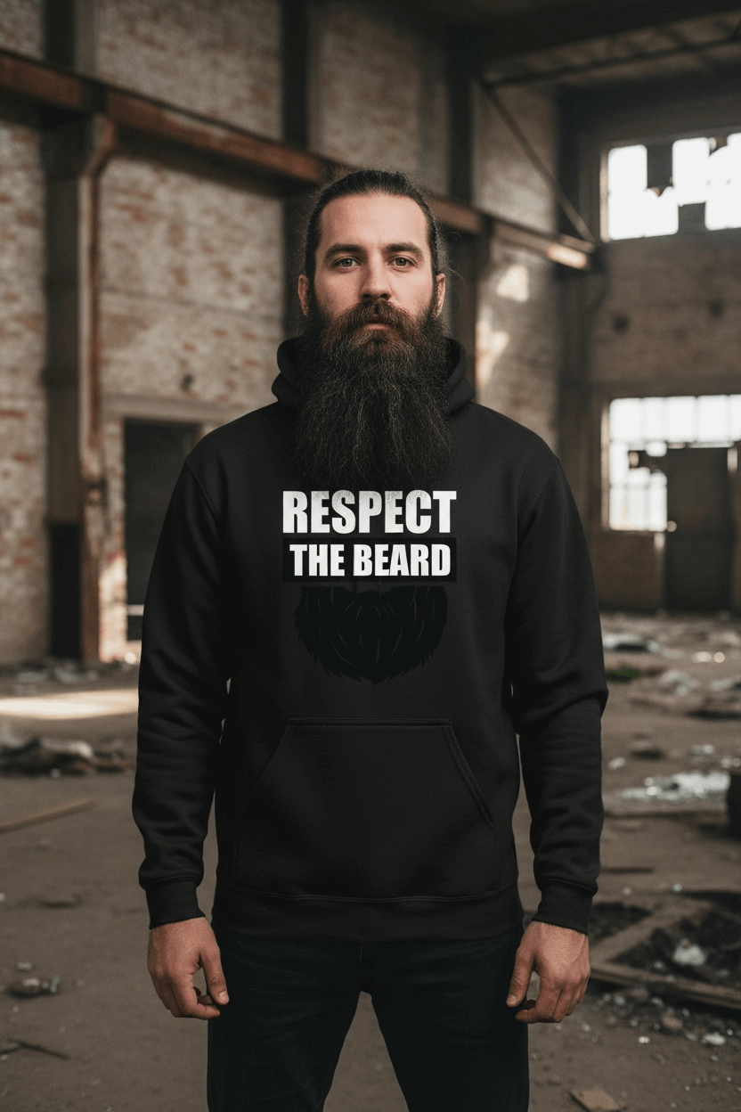 Respect the Beard Bold Graphic Bearded Hoodie Tribute to Masculine Identity