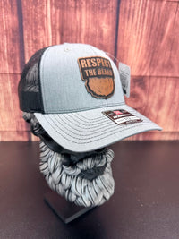 Respect The Beard Leather Patch Hat - Fun Trucker Hat 
