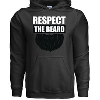 Respect the Beard Bold Graphic Bearded Hoodie Tribute to Masculine Identity BLACK - FRONT