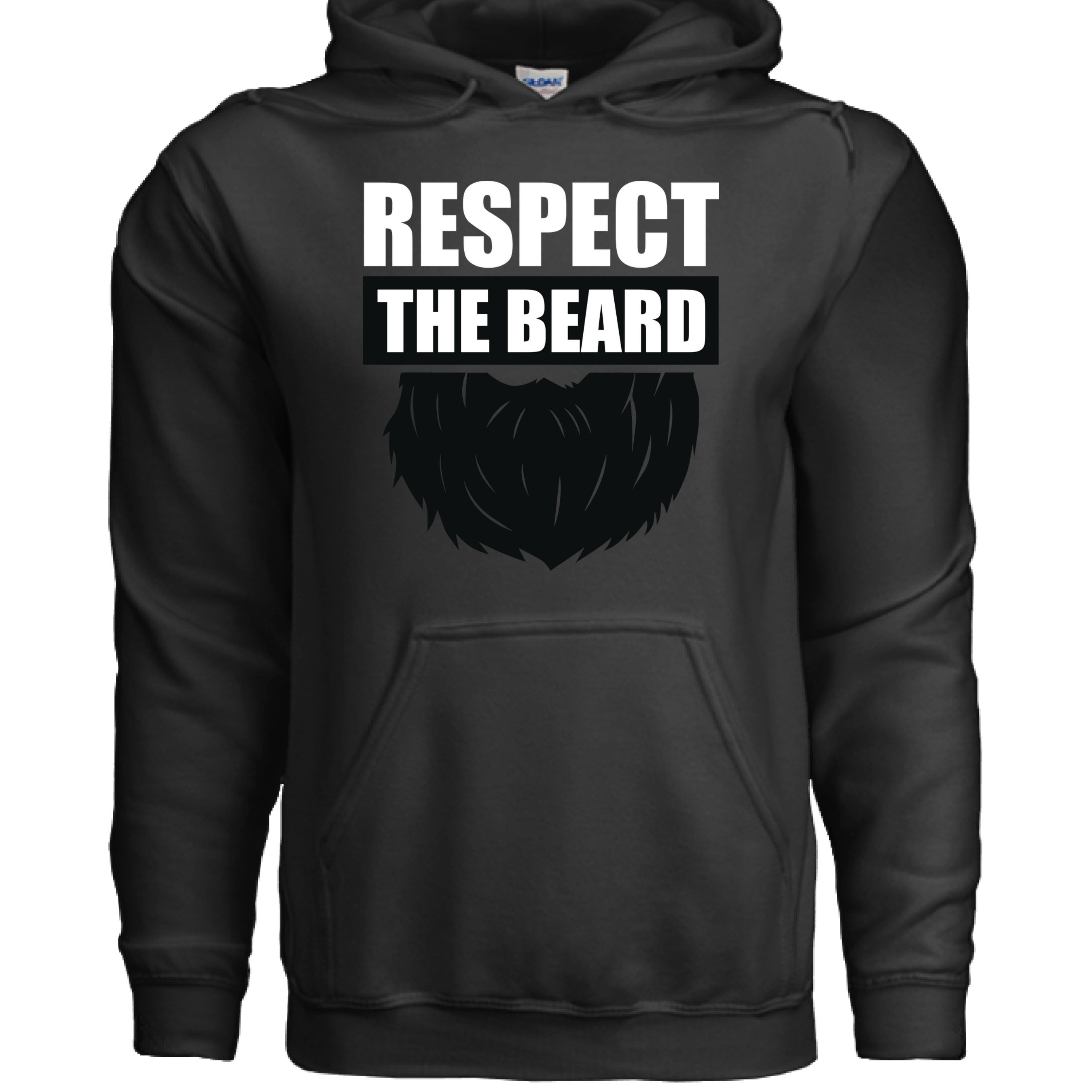 Respect the Beard Bold Graphic Bearded Hoodie Tribute to Masculine Identity BLACK - FRONT