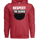 Respect the Beard Bold Graphic Bearded Hoodie Tribute to Masculine Identity RED - FRONT