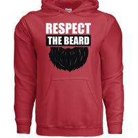 Respect the Beard Bold Graphic Bearded Hoodie Tribute to Masculine Identity RED - FRONT