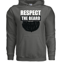 Respect the Beard Bold Graphic Bearded Hoodie Tribute to Masculine Identity CHARCOAL - FRONT