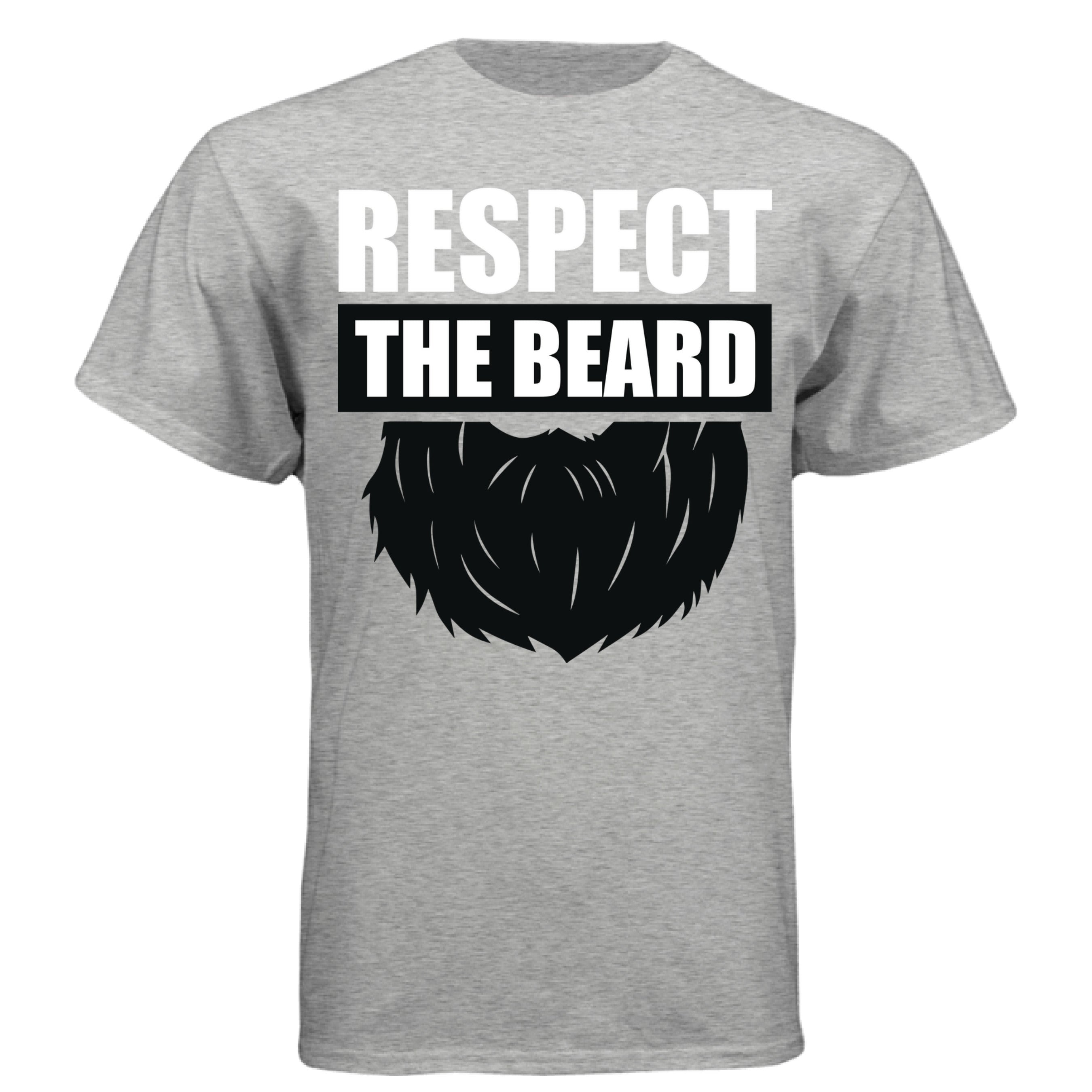 Respect the Beard Bold Graphic Bearded T-Shirt Tribute to Masculine Identity LIGHT STEEL - FRONT