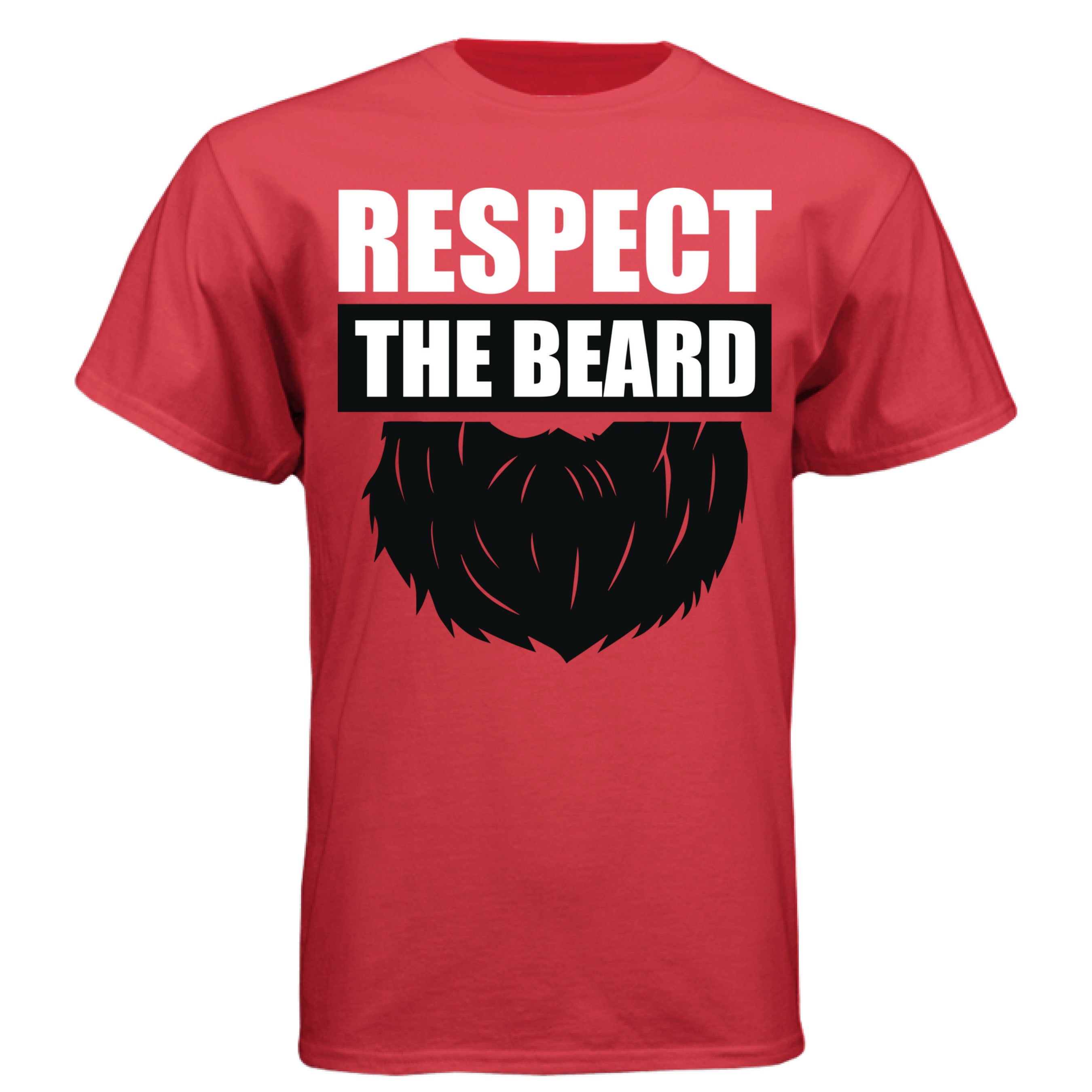 Respect the Beard Bold Graphic Bearded T-Shirt Tribute to Masculine Identity DEEP RED - FRONT