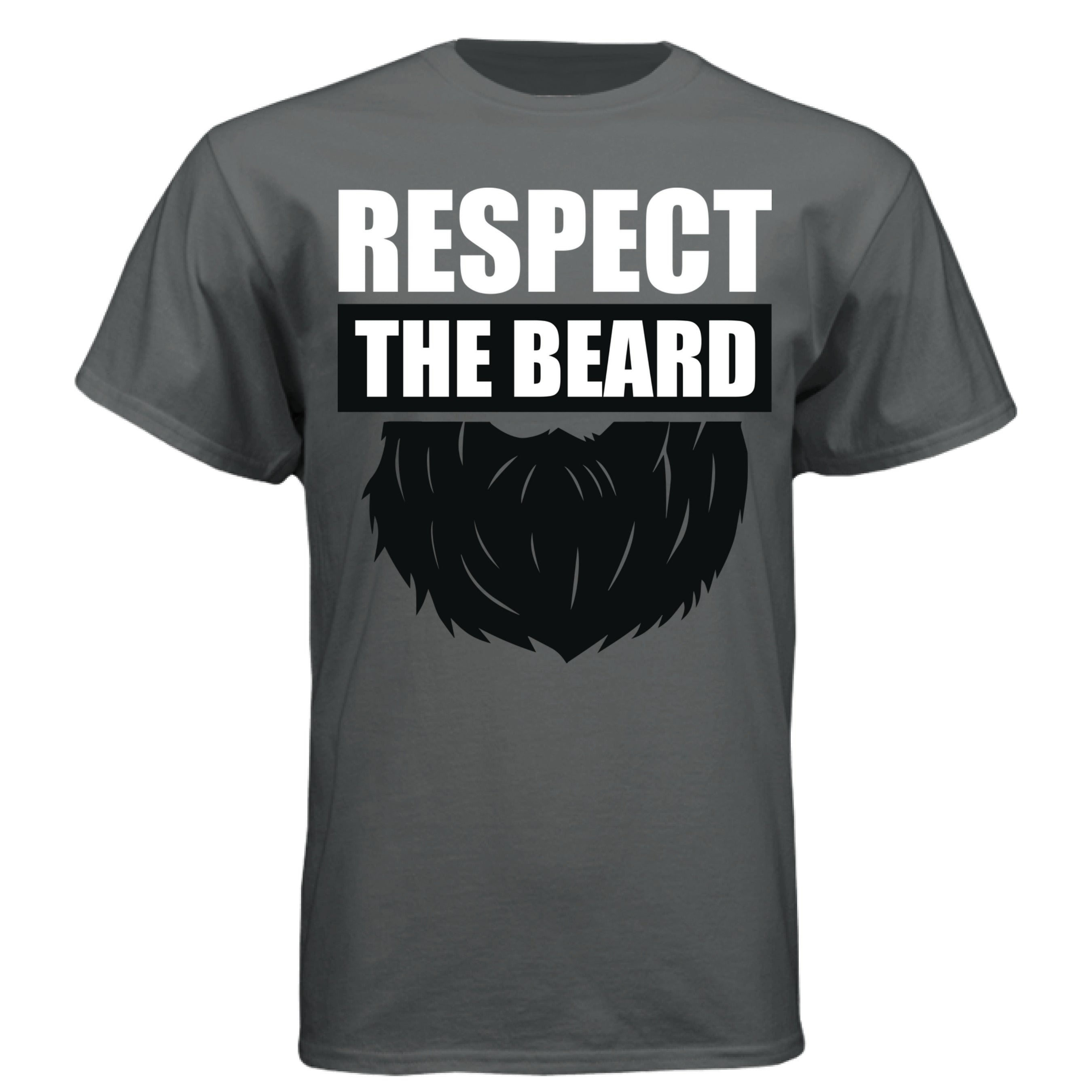 Respect the Beard Bold Graphic Bearded T-Shirt Tribute to Masculine Identity CHARCOAL HEATHER - FRONT