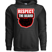 Respect the Beard Theme Hoodie Grooming Humor Artwork for Bearded Style Lovers BLACK - FRONT
