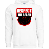 Respect the Beard Theme Hoodie Grooming Humor Artwork for Bearded Style Lovers WHITE - FRONT