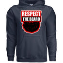 Respect the Beard Theme Hoodie Grooming Humor Artwork for Bearded Style Lovers NAVY - FRONT
