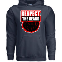 Respect the Beard Theme Hoodie Grooming Humor Artwork for Bearded Style Lovers NAVY - FRONT