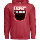 Respect the Beard Theme Hoodie Grooming Humor Artwork for Bearded Style Lovers RED - FRONT