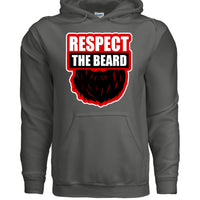 Respect the Beard Theme Hoodie Grooming Humor Artwork for Bearded Style Lovers CHARCOAL - FRONT